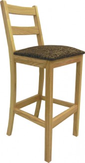 Ladderback Bar Stool w\/Upholstered Seat & Wood Back